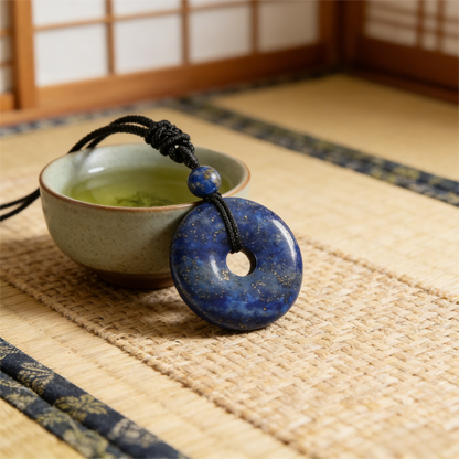 Lapis Lazuli Pendant Necklace with polished natural stone finish