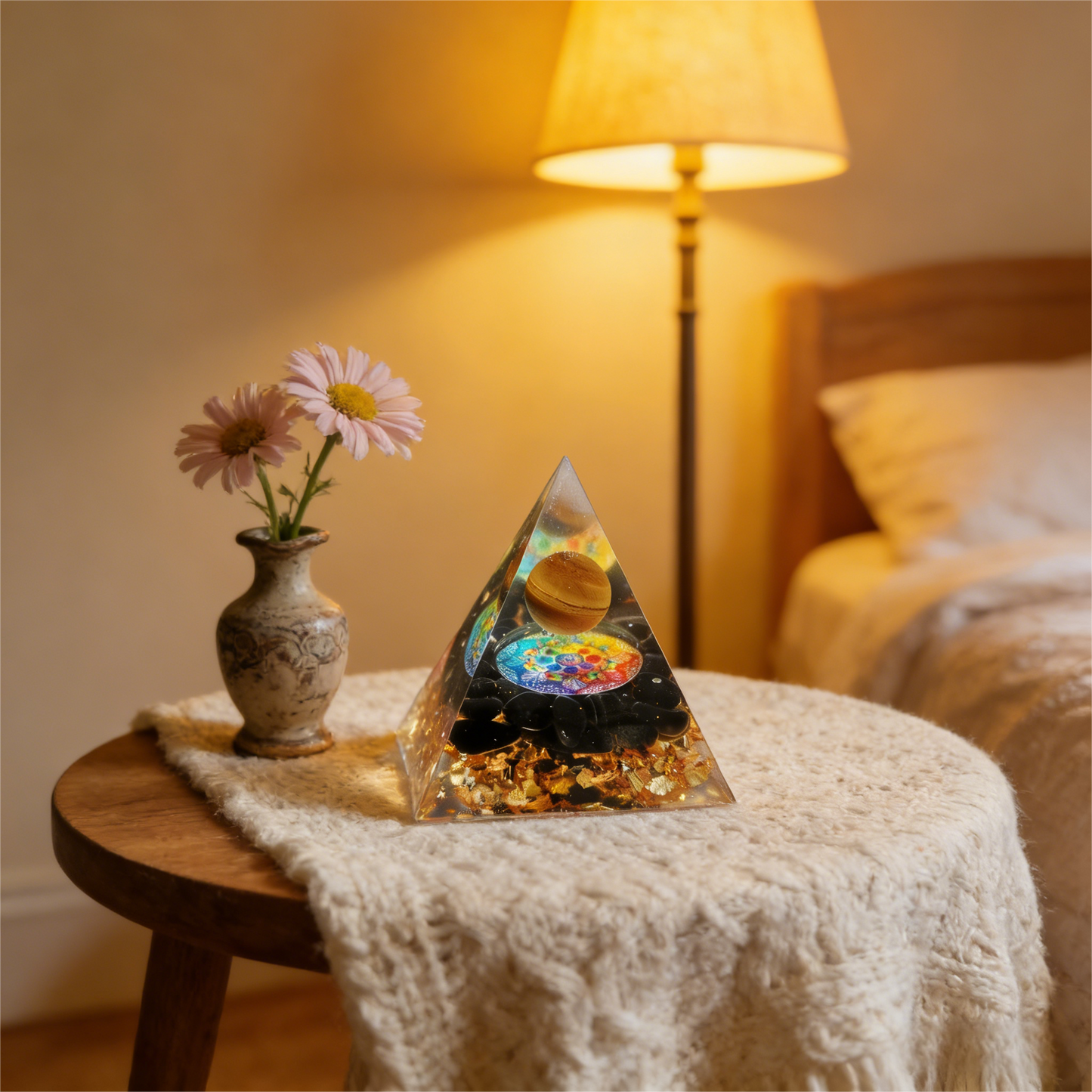 "The Golden Eye" Tiger Eye Orgone Pyramid (Focus & Prosperity)