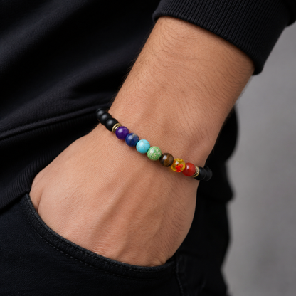 Matte Black Stone Color Accent Bracelet worn on wrist