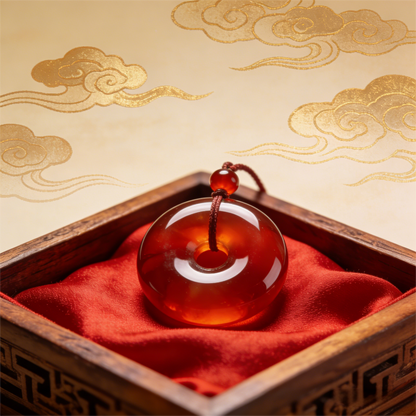 Red Agate "Ping An Kou" Peace Buckle - The "Guardian's Shield" & Vitality Amulet