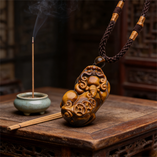 Golden Tiger Eye Pi Xiu Pendant - The "Wealth Hunter" & Career Amulet