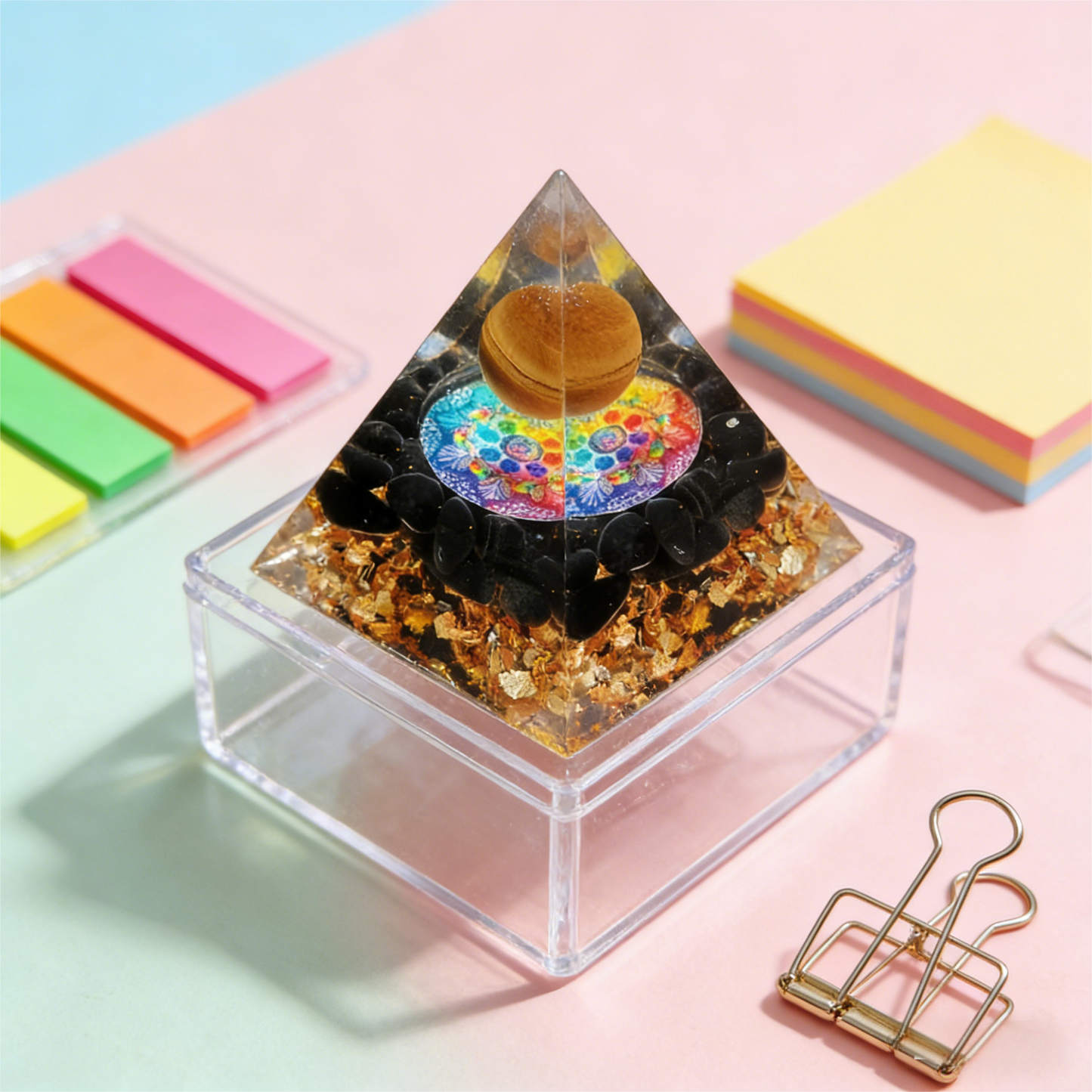 "The Golden Eye" Tiger Eye Orgone Pyramid (Focus & Prosperity)