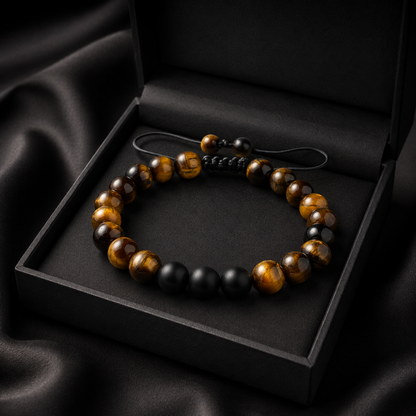 Tiger Eye & Matte Black Bracelet gift box photo