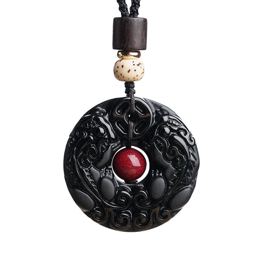 "The Architect of Wealth" Black Obsidian Pixiu Amulet