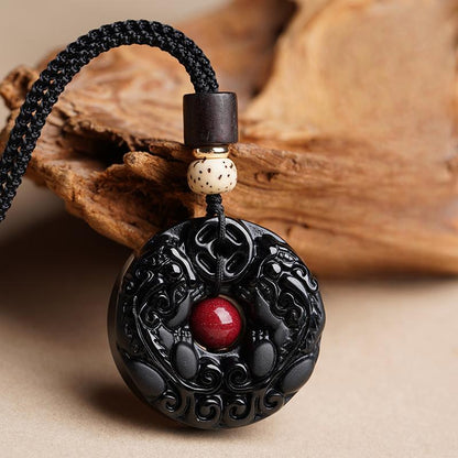 "The Architect of Wealth" Black Obsidian Pixiu Amulet