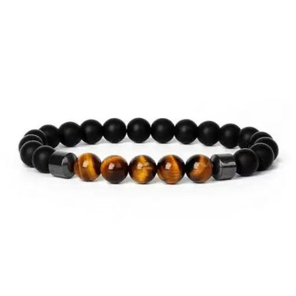 Tiger Eye & Matte Black Bracelet with Silver-Tone Accents main product photo