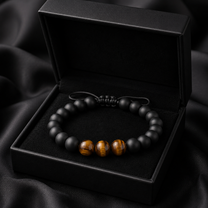 Matte Black & Tiger Eye Bracelet gift box photo