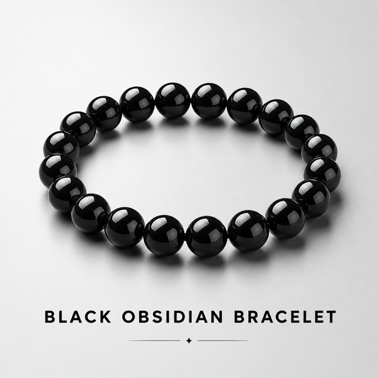 Black Obsidian Bracelet product photo with natural stone detail