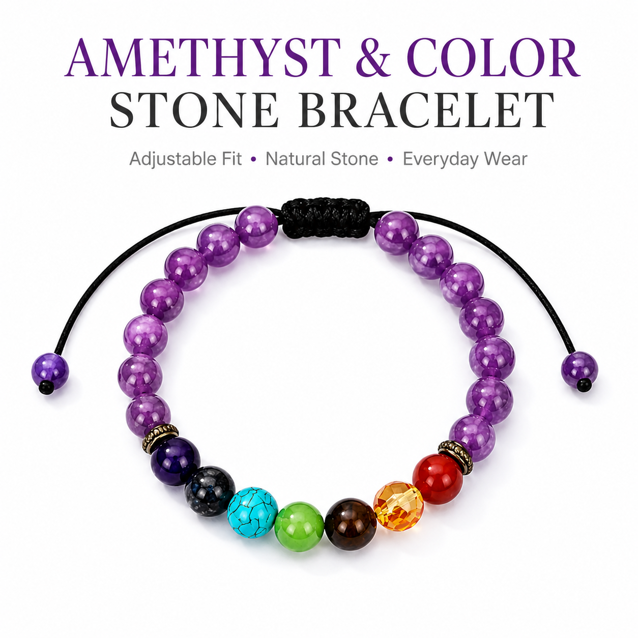 Amethyst and color stone bracelet main product image