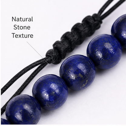 Lapis Lazuli Color Accent Bracelet stone texture and cord detail