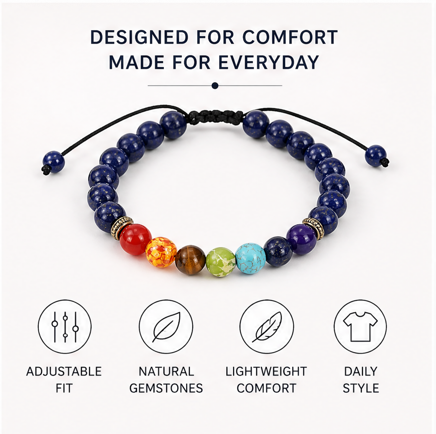 Lapis Lazuli Color Accent Bracelet adjustable fit product card