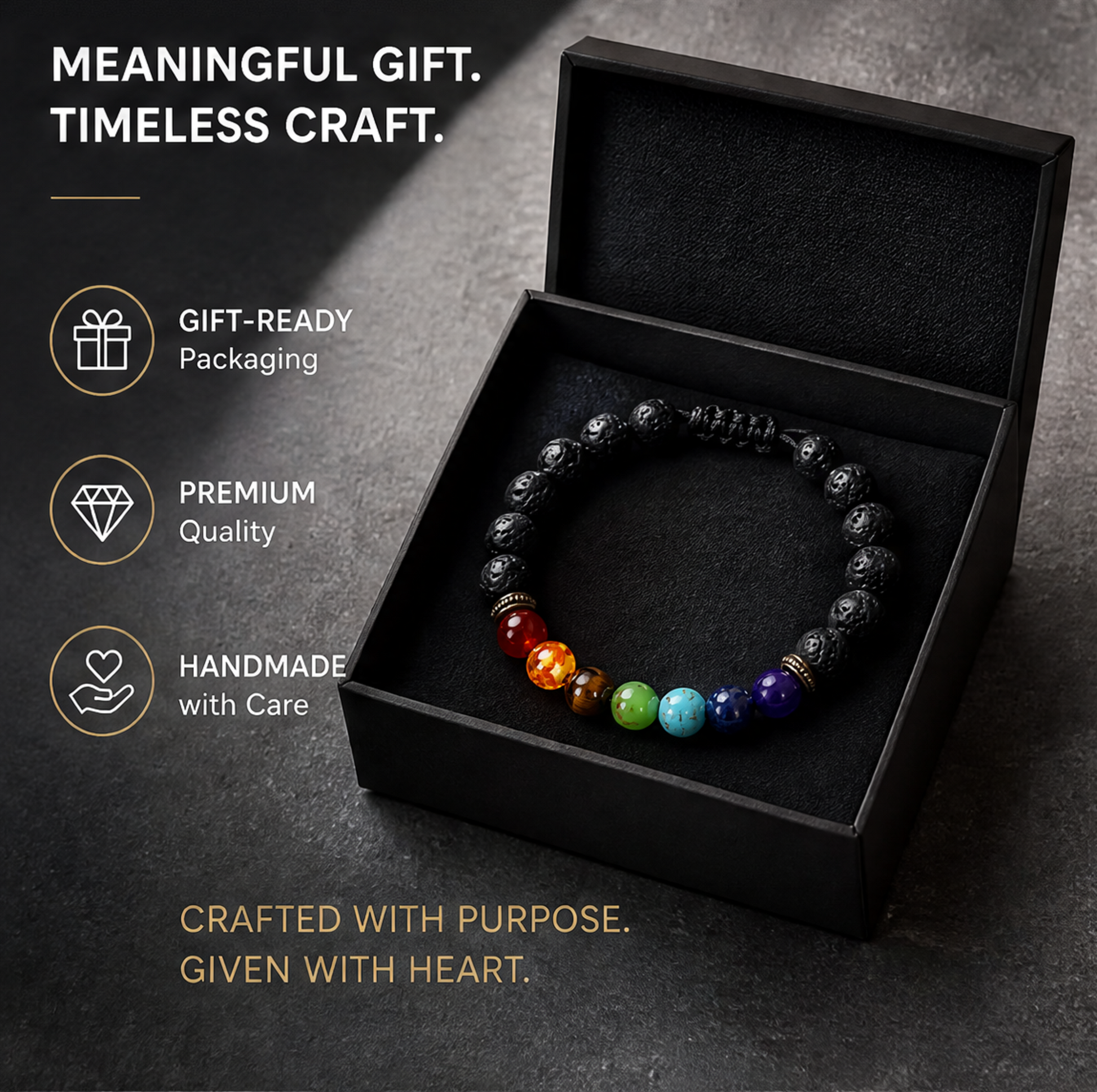 Lava Stone Color Accent Bracelet gift box product photo