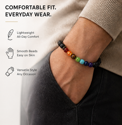 Lava Stone Color Accent Bracelet worn on wrist