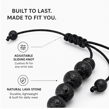 Lava Stone Color Accent Bracelet adjustable cord detail