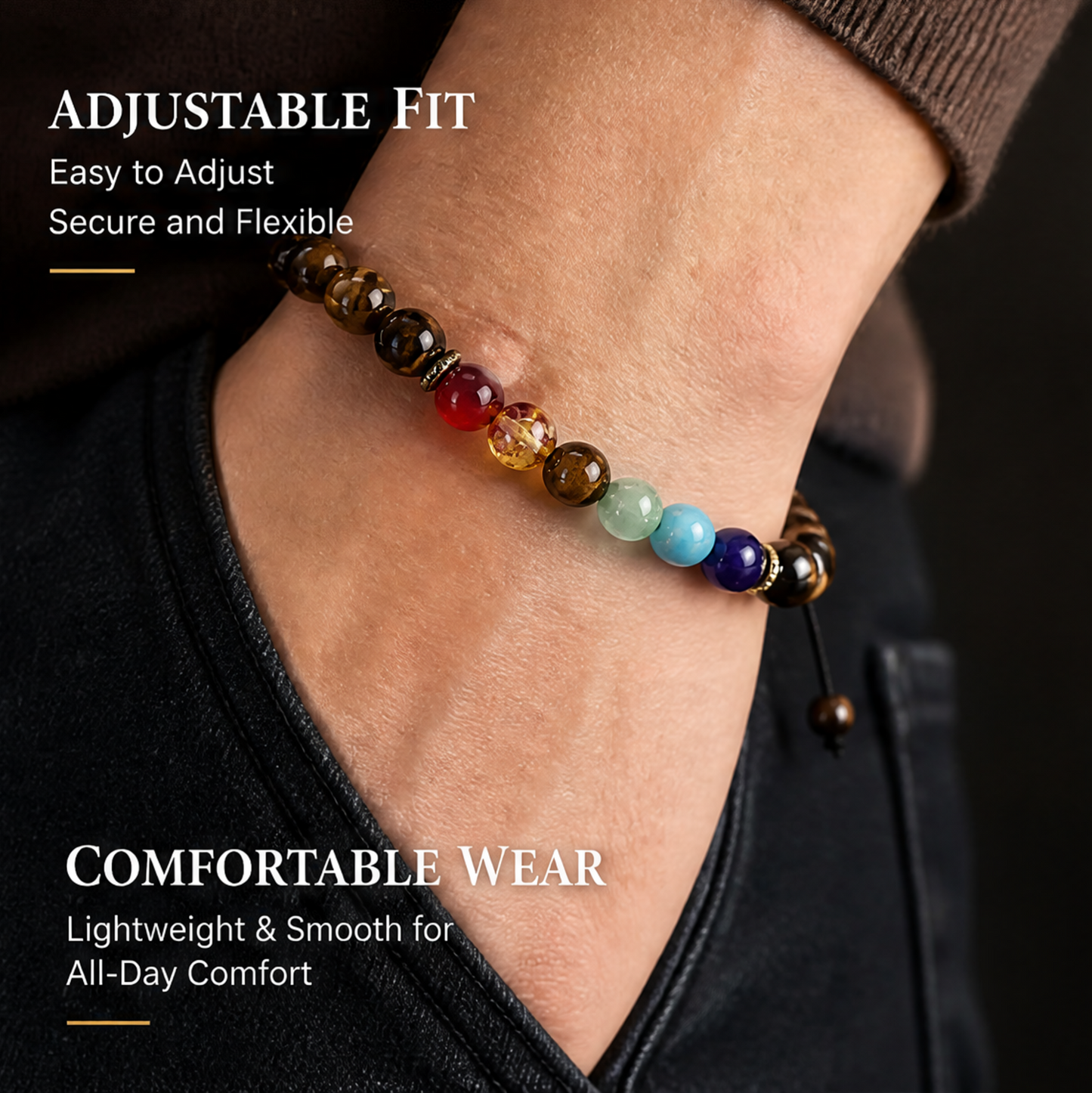 Tiger Eye Color Accent Bracelet worn on wrist