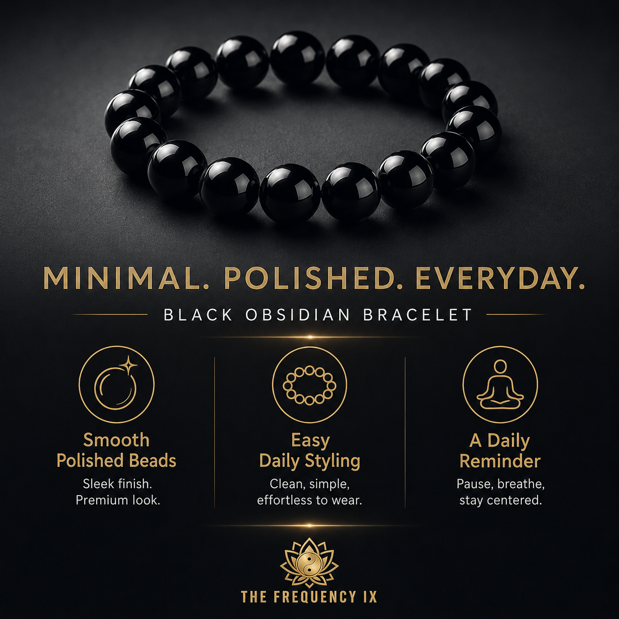 Black Obsidian Bracelet product photo with natural stone detail