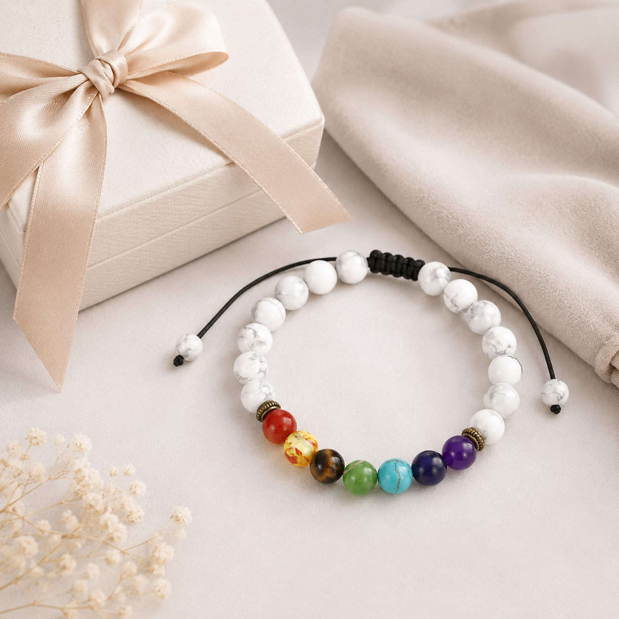 White Turquoise-Style Stone Bracelet gift flat lay