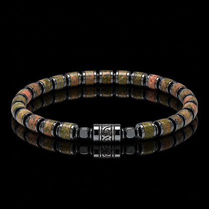Old Roads Flower Green Stone Bracelet black background product photo