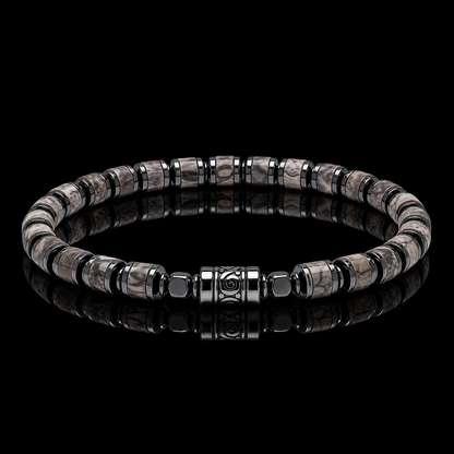Old Roads Map Jasper Bracelet black background product photo