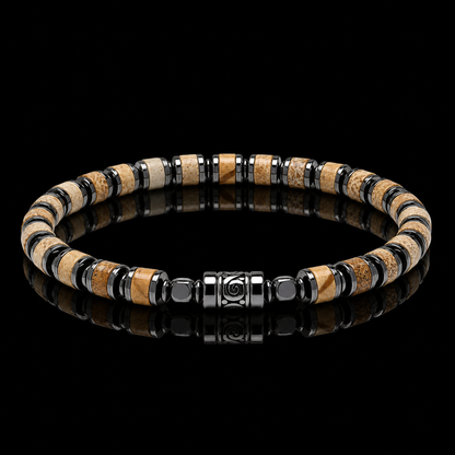 Old Roads Picture Jasper Bracelet black background product photo