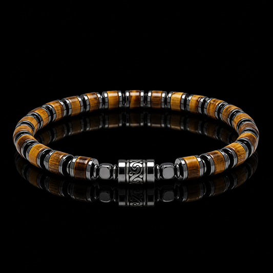 Old Roads Tiger Eye Bracelet black background product photo