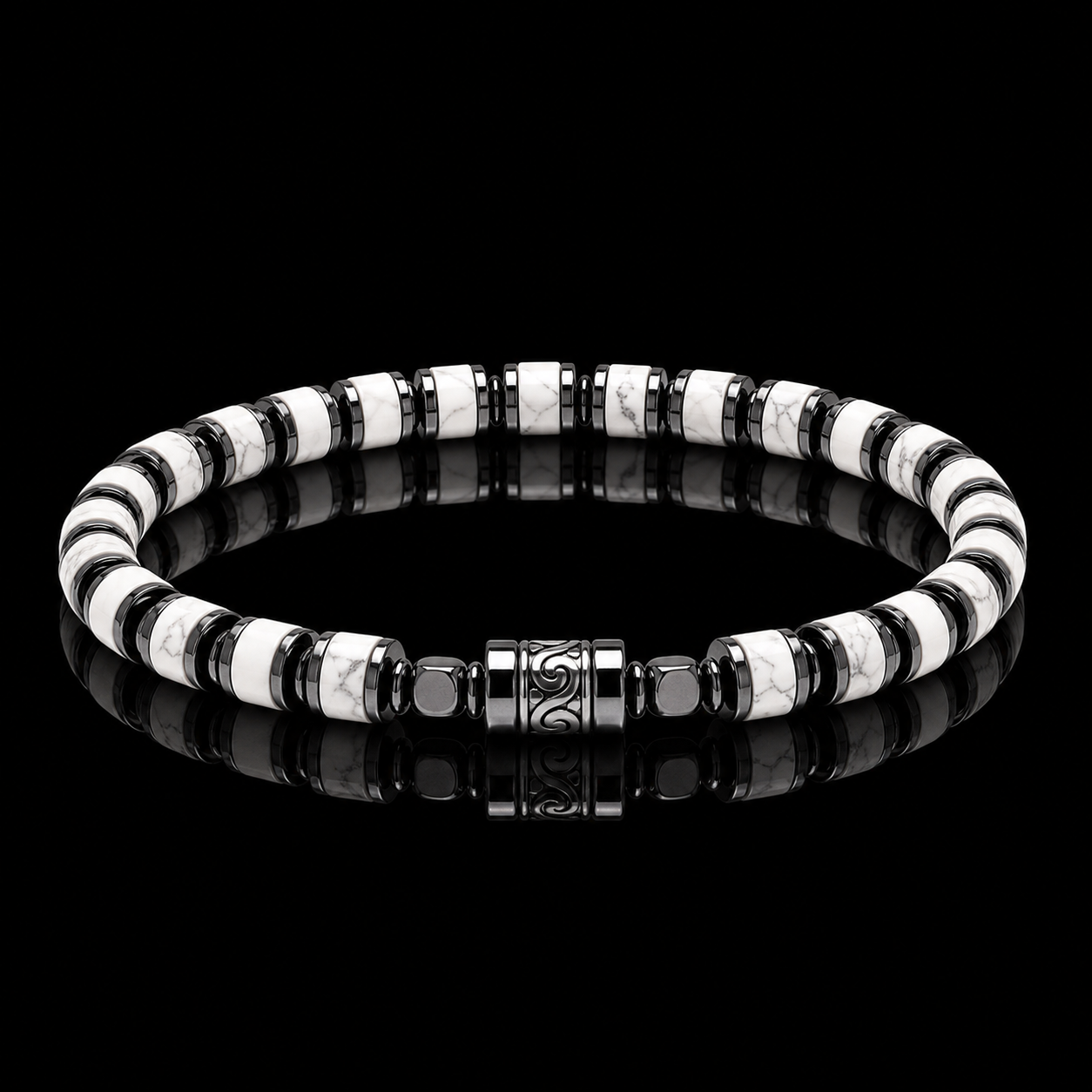 Old Roads White Turquoise Bracelet black background product photo