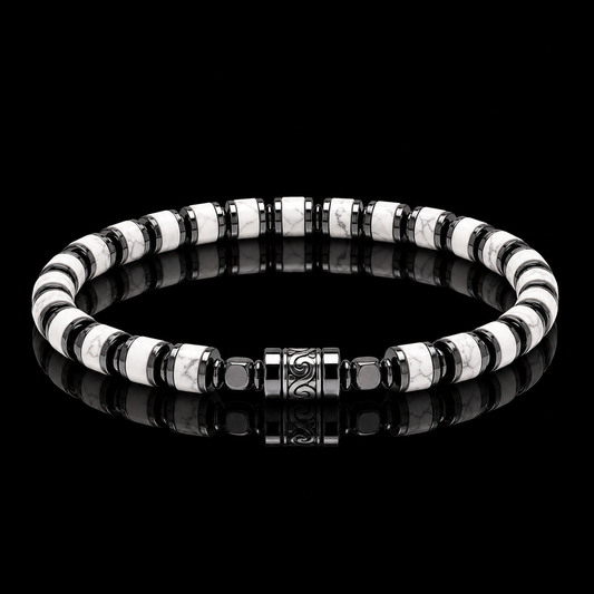 Old Roads White Turquoise Bracelet black background product photo