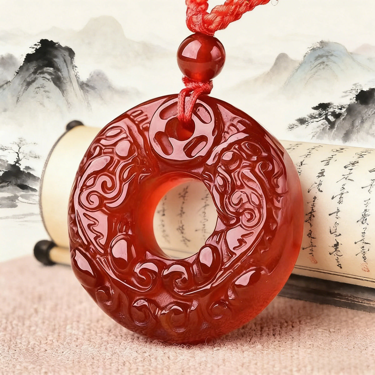 Red Agate Pixiu Pendant Necklace — primary product view