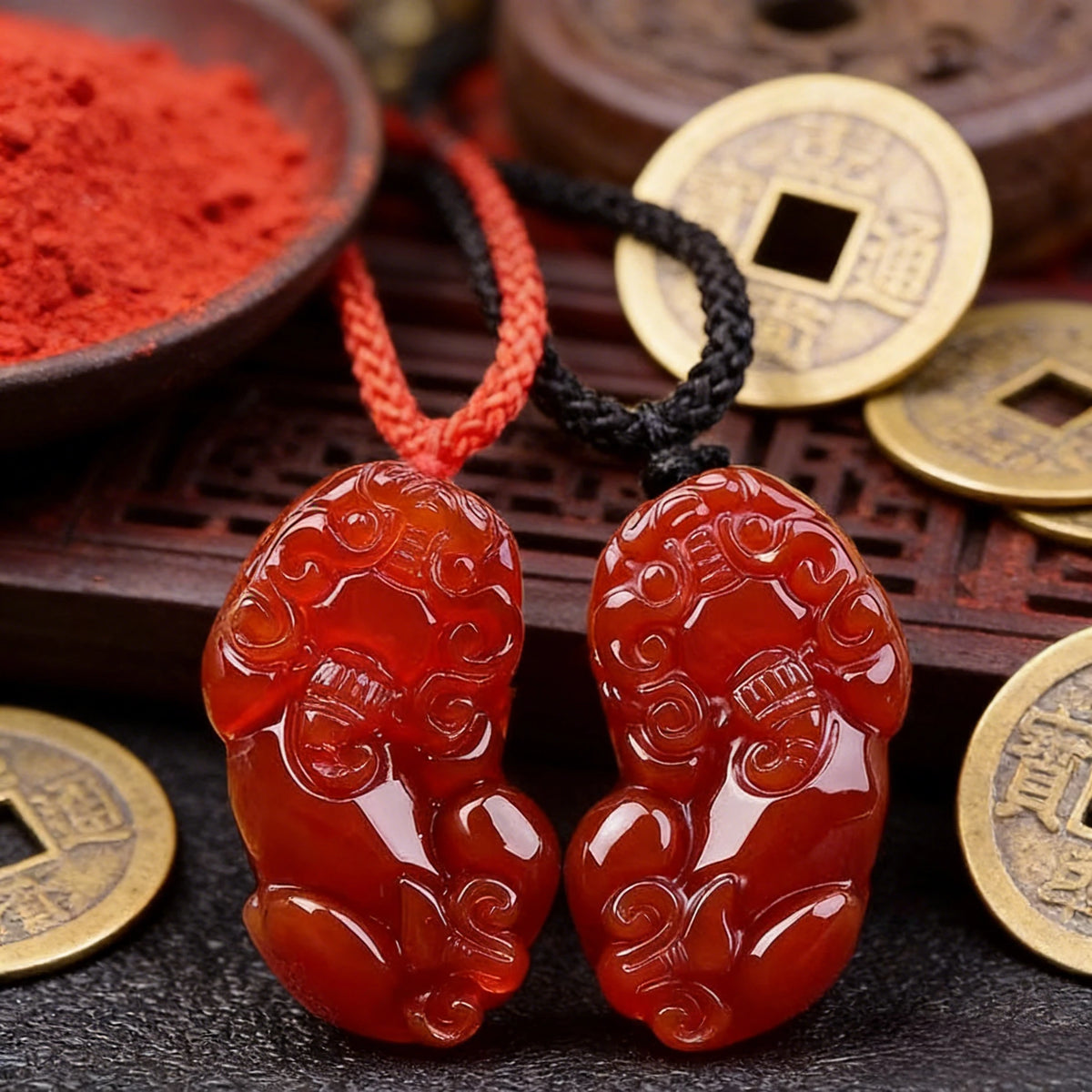Red Agate Pixiu Pendant Necklace — product detail 10