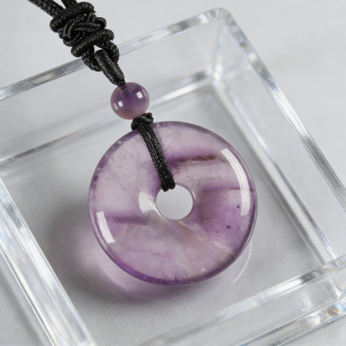Amethyst Circle Pendant Necklace — scale and proportion view