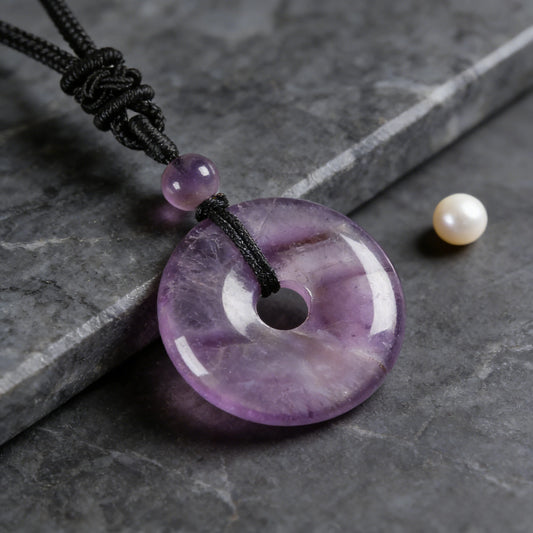 Amethyst Circle Pendant Necklace — primary product view