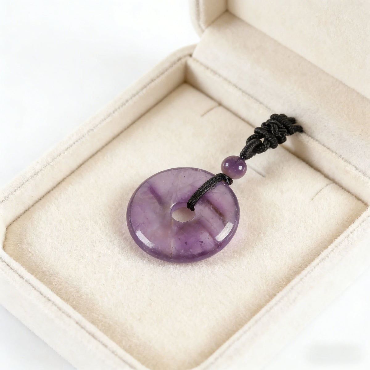 Amethyst Circle Pendant Necklace — wearing or styling view
