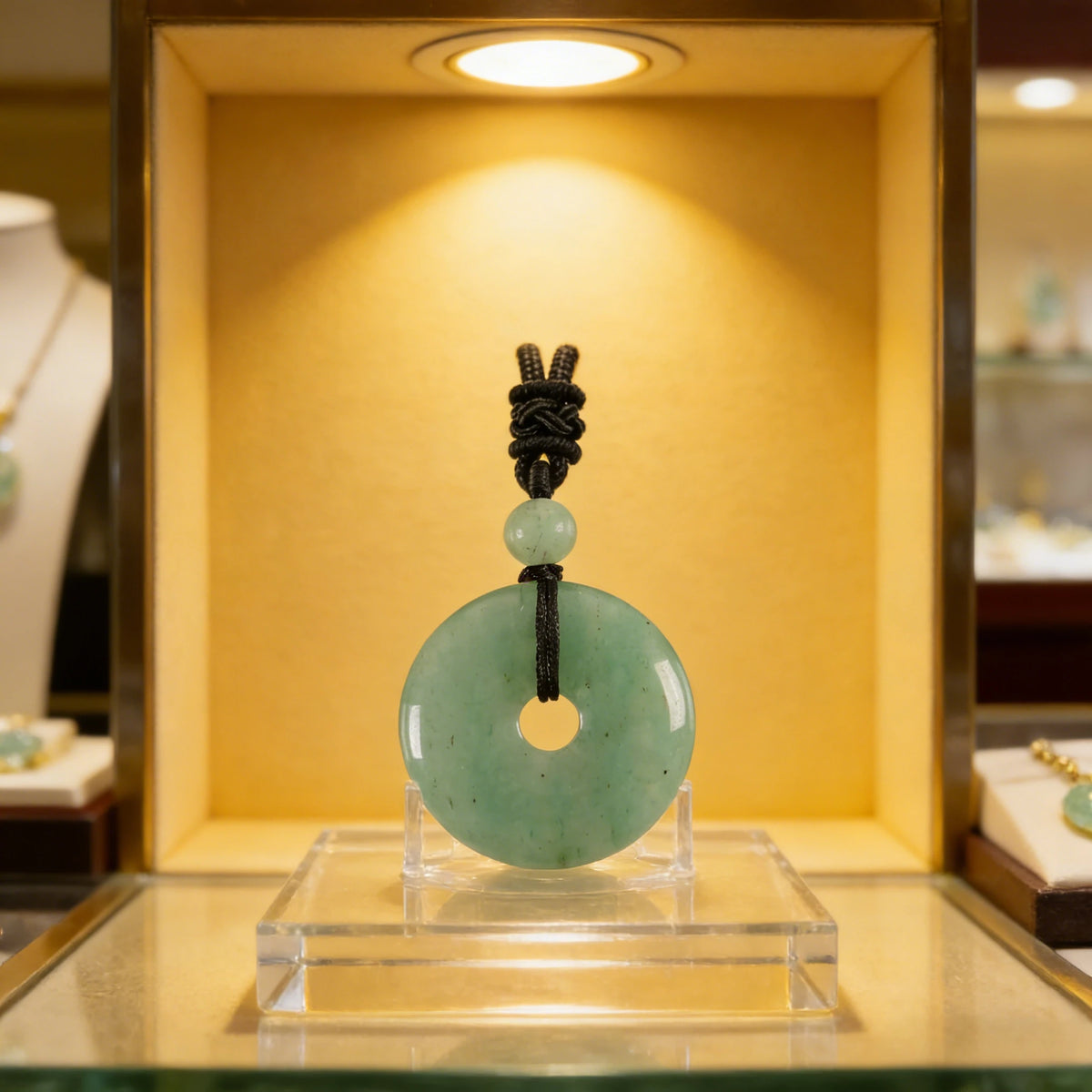 Green Aventurine Circle Pendant Necklace — additional product detail