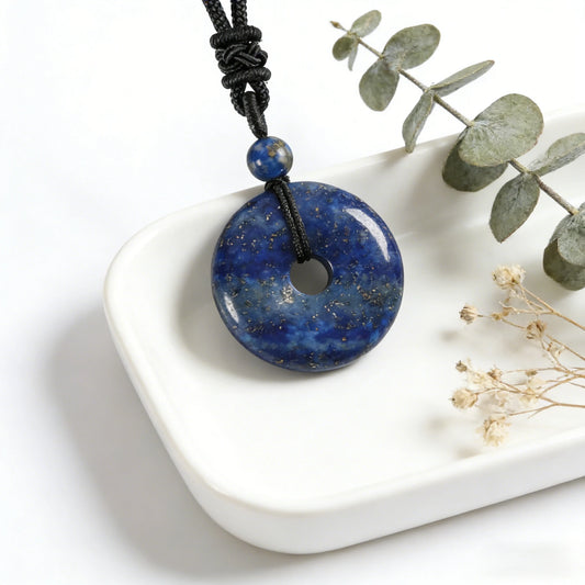 Lapis Lazuli Circle Pendant Necklace — primary product view
