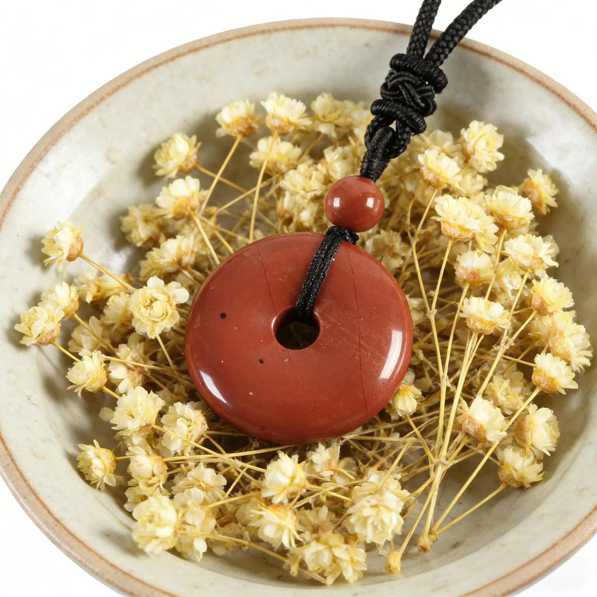 Red Jasper Circle Pendant Necklace — alternate angle