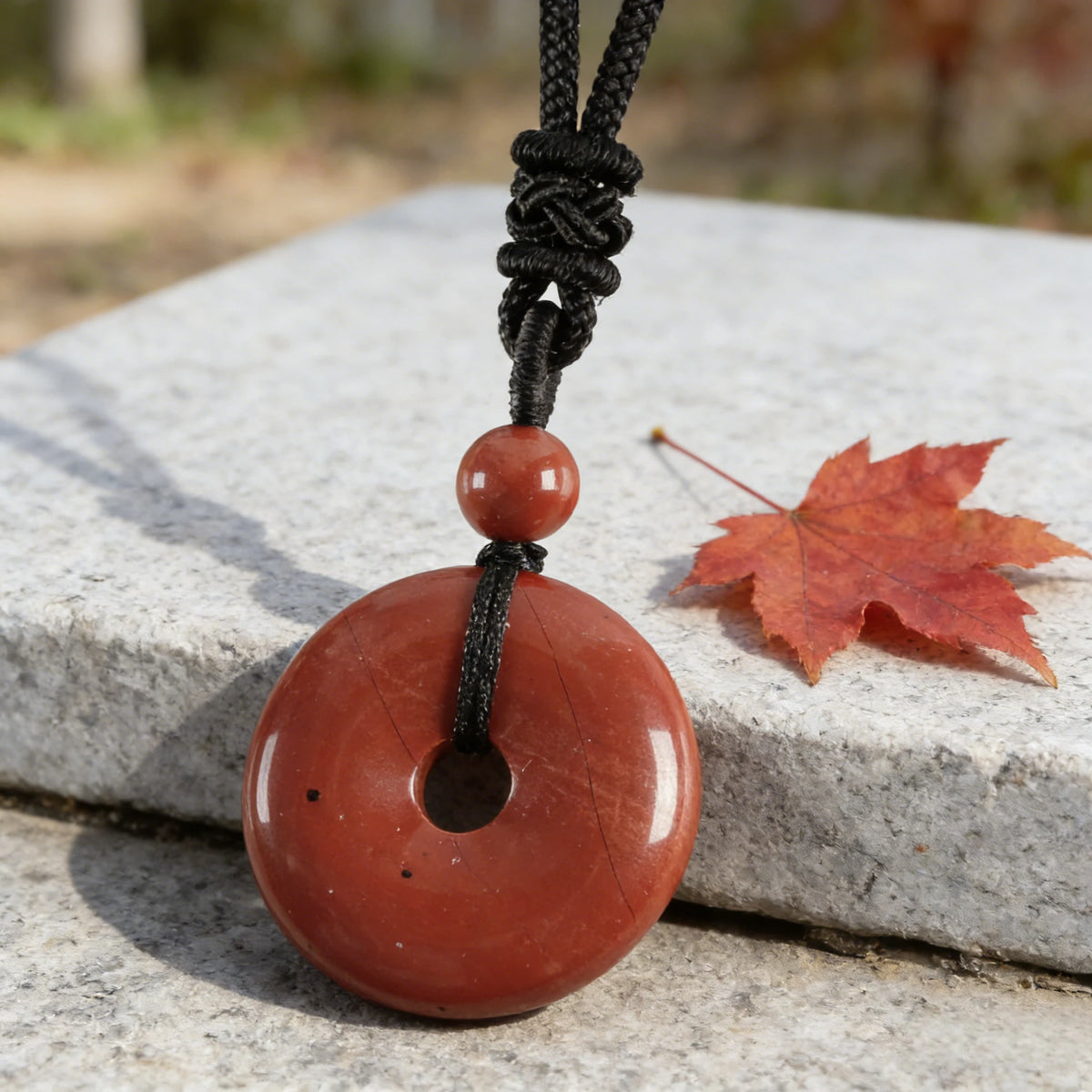 Red Jasper Circle Pendant Necklace — primary product view