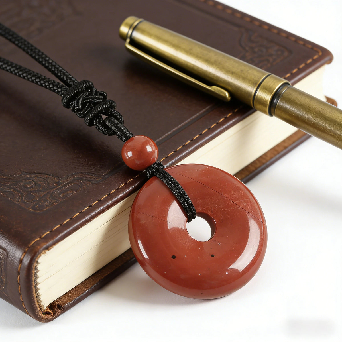 Red Jasper Circle Pendant Necklace — additional product detail