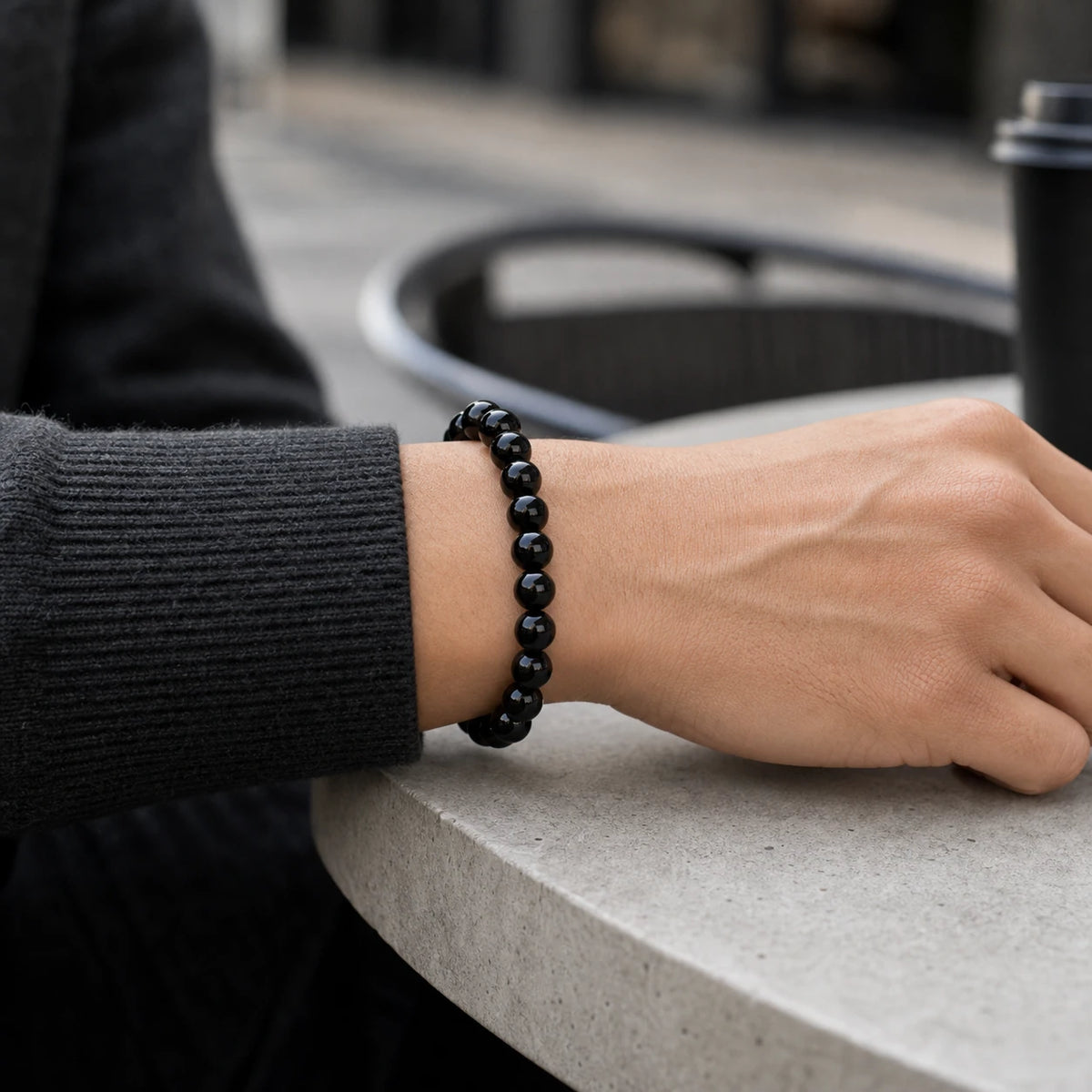 Black Obsidian Bracelet — scale and proportion view