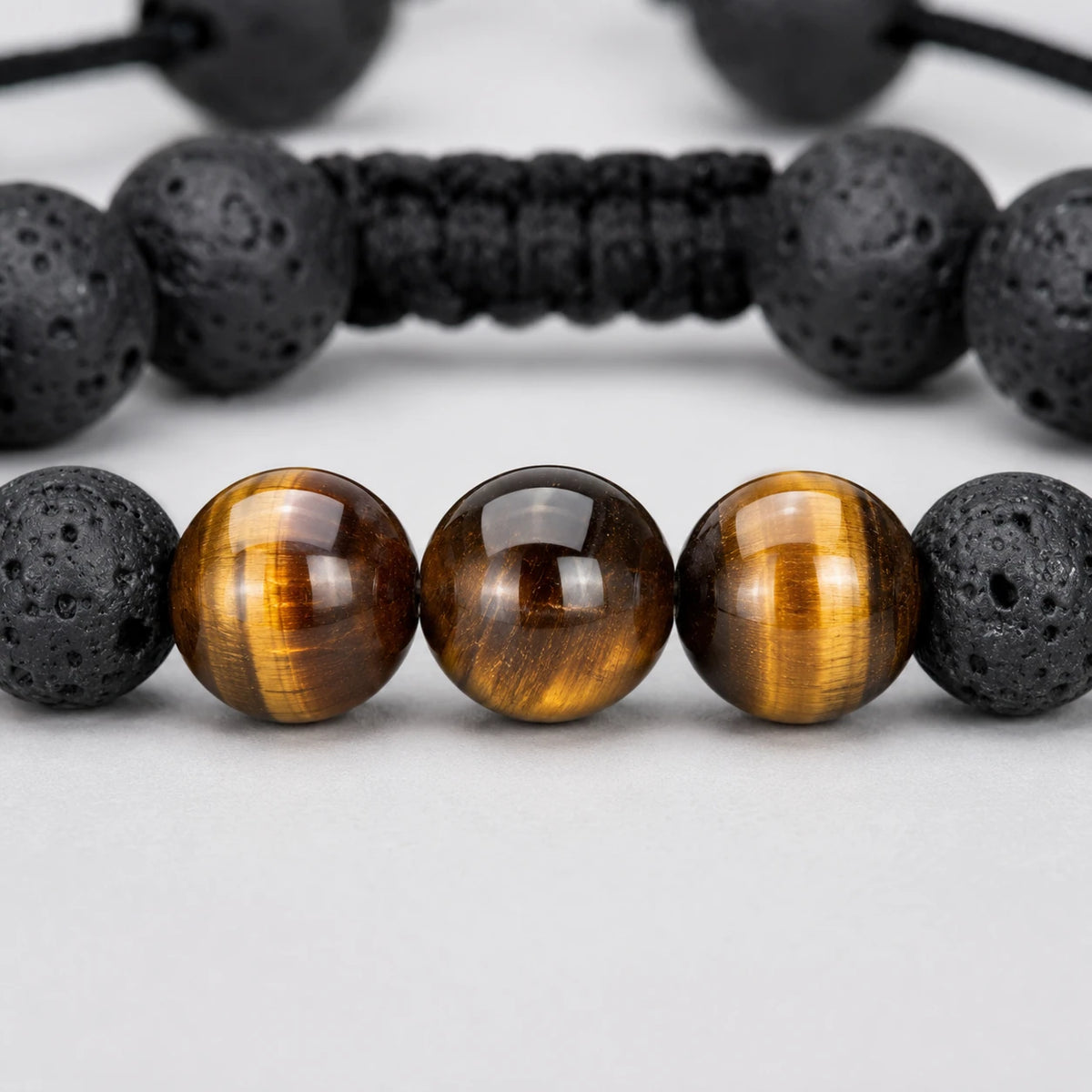 Lava Stone & Tiger Eye Bracelet — scale and proportion view