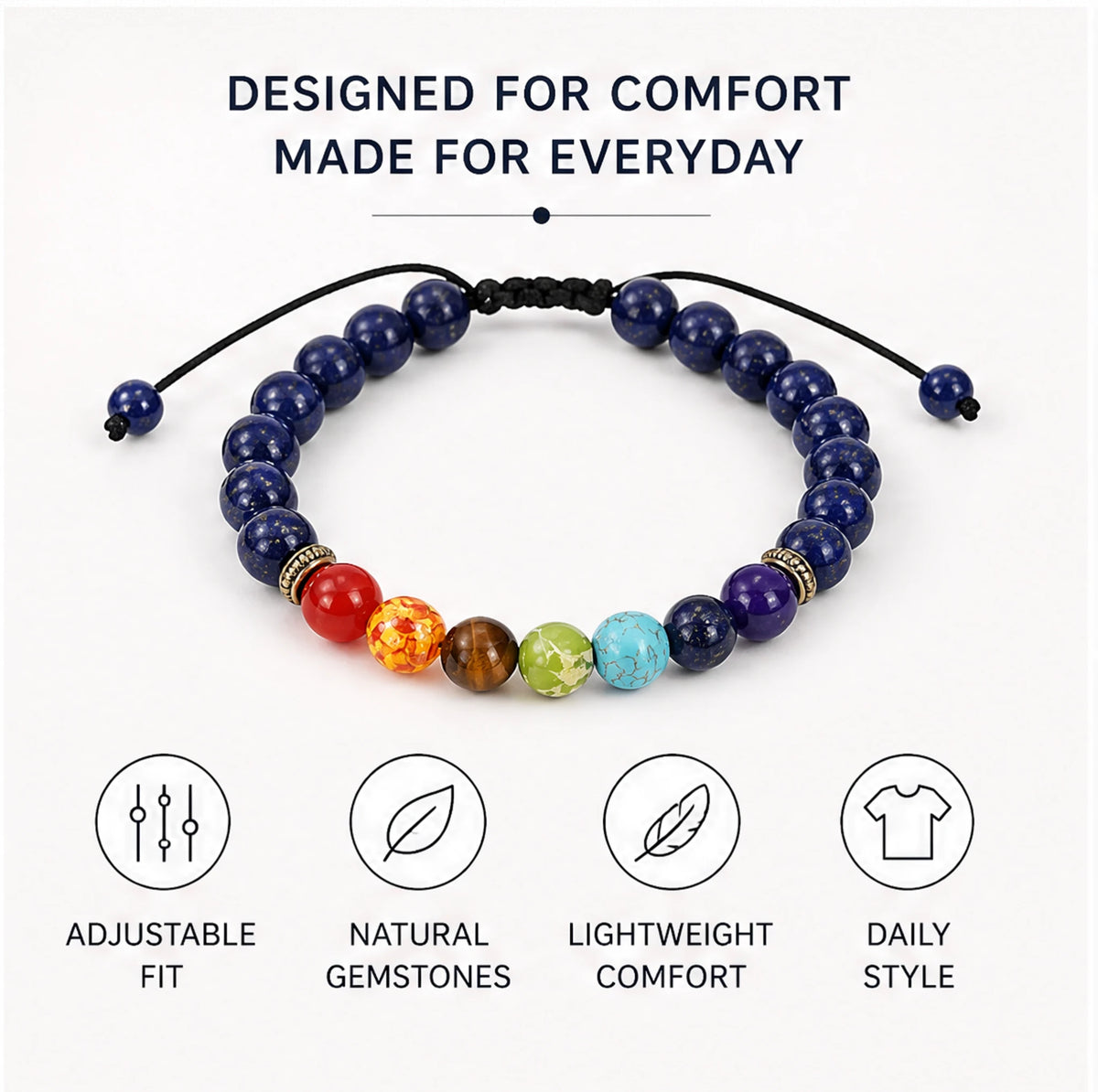 Lapis Lazuli Color Accent Bracelet — scale and proportion view