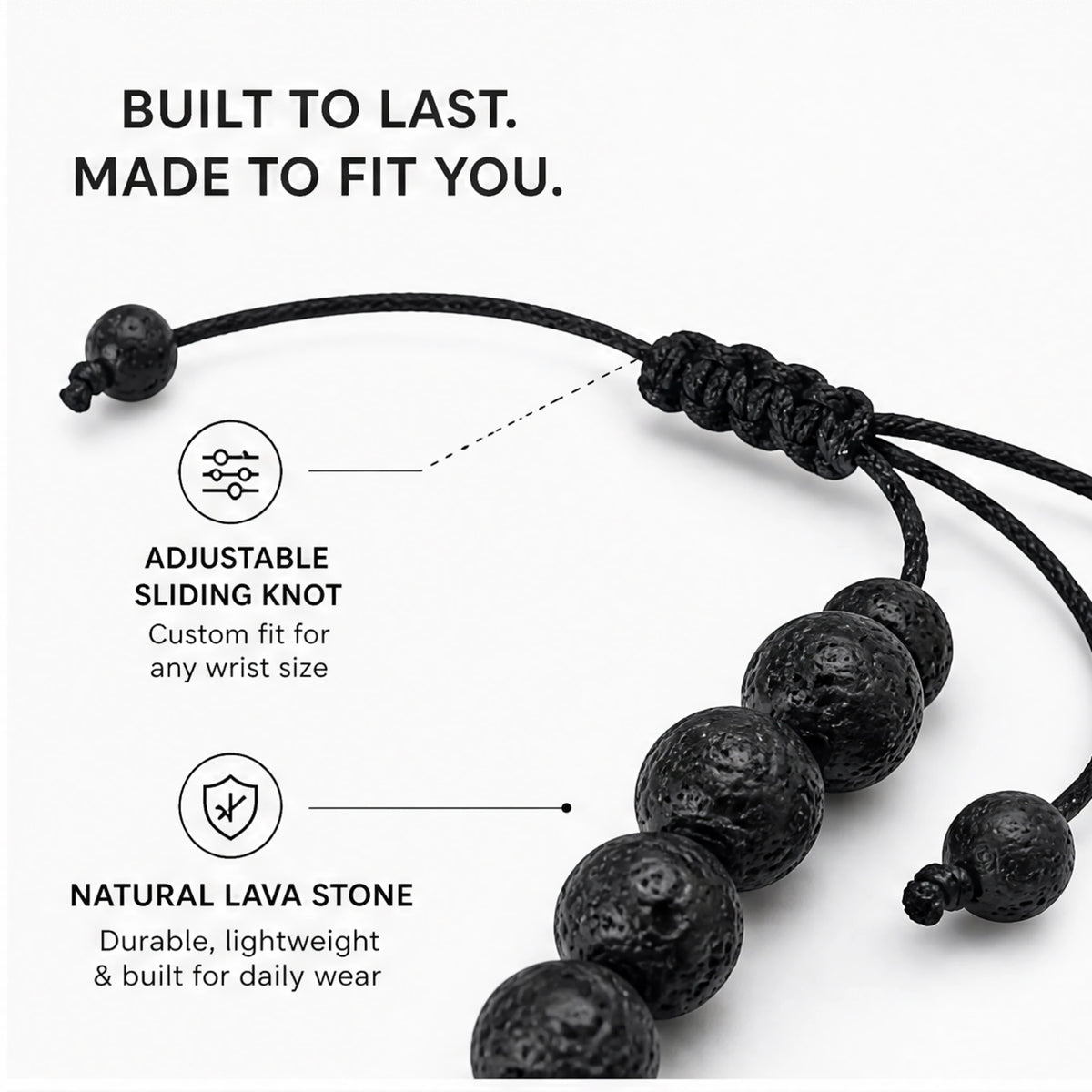 Lava Stone Color Accent Bracelet — stone and surface detail