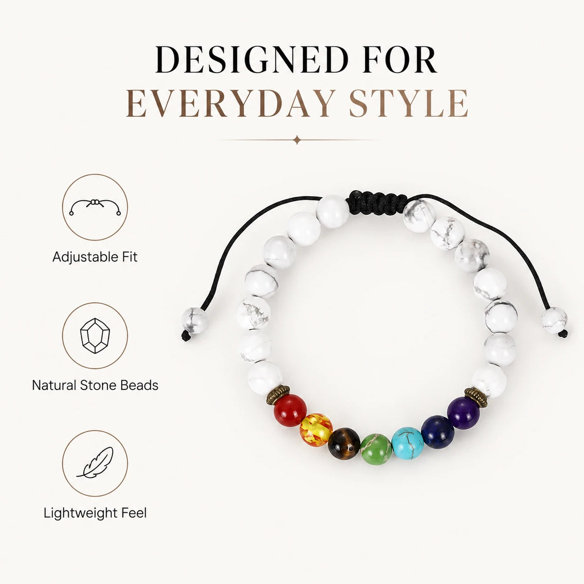 White Turquoise-Style Color Accent Bracelet — primary product view