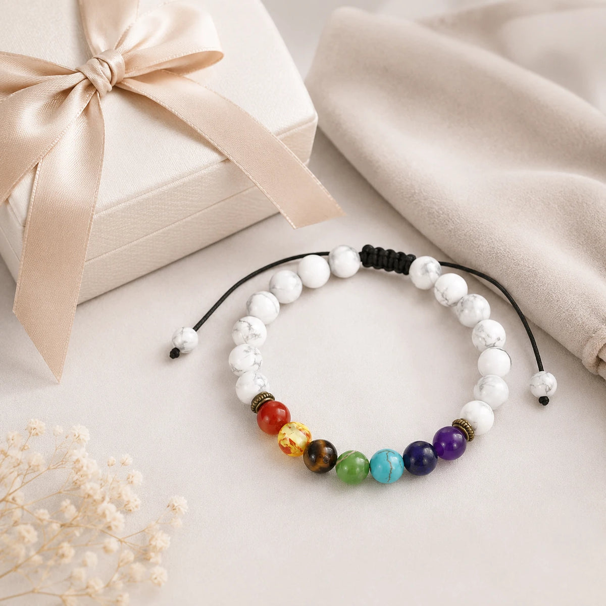 White Turquoise-Style Color Accent Bracelet — gift presentation view