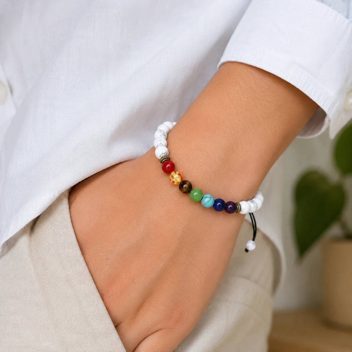 White Turquoise-Style Color Accent Bracelet — additional product detail