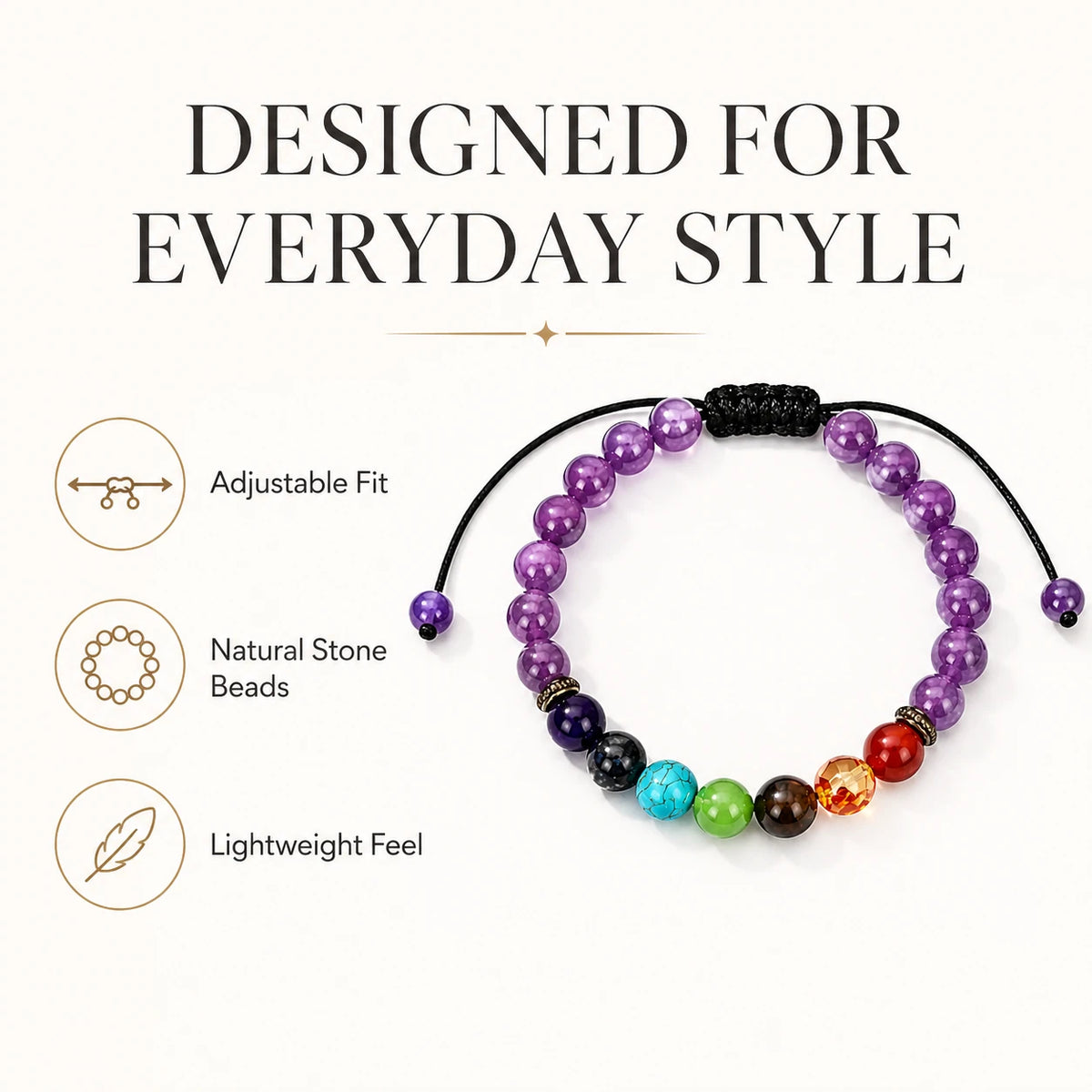 Amethyst Color Accent Bracelet — scale and proportion view