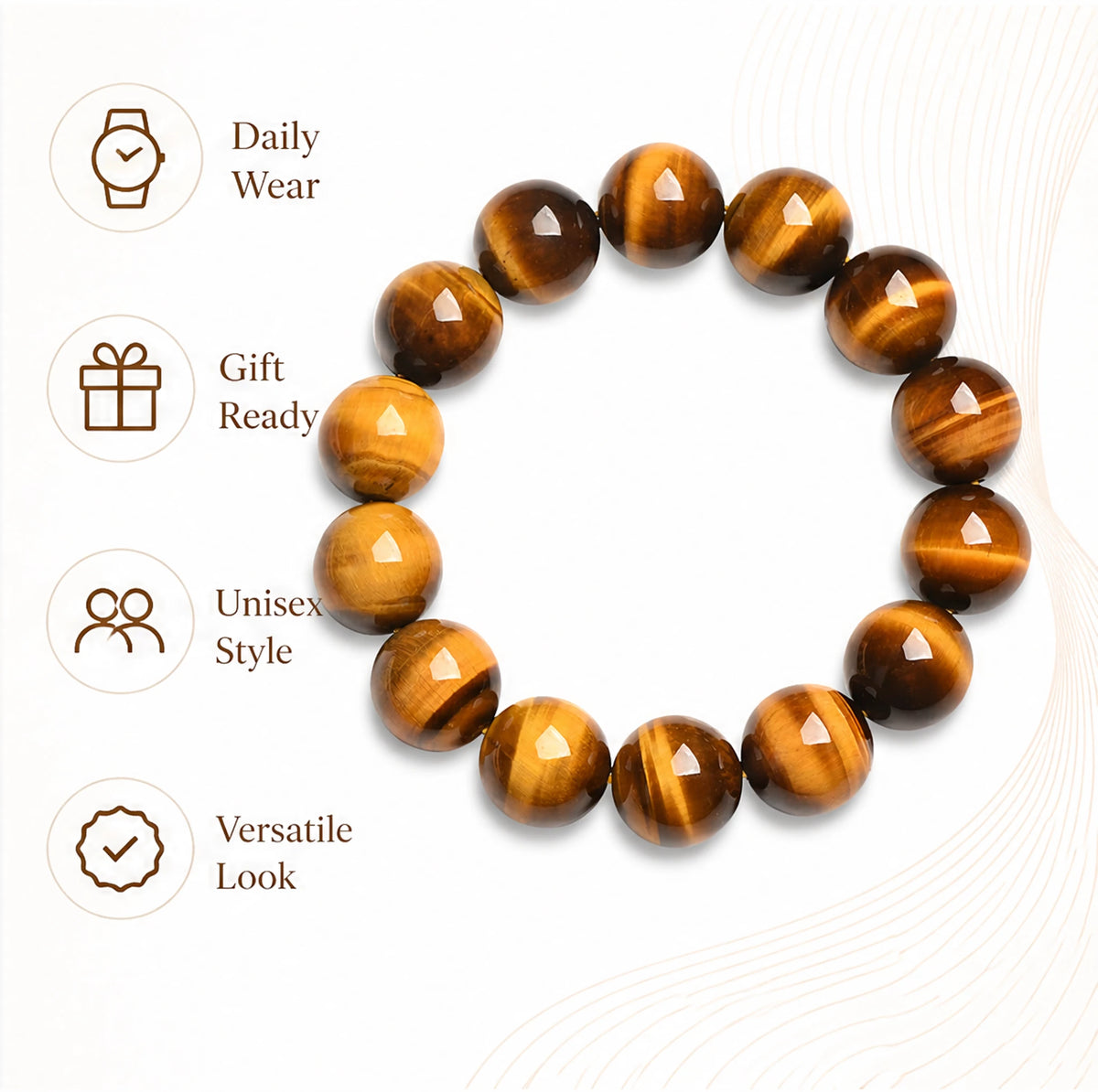 Golden Tiger Eye Bracelet — stone and surface detail