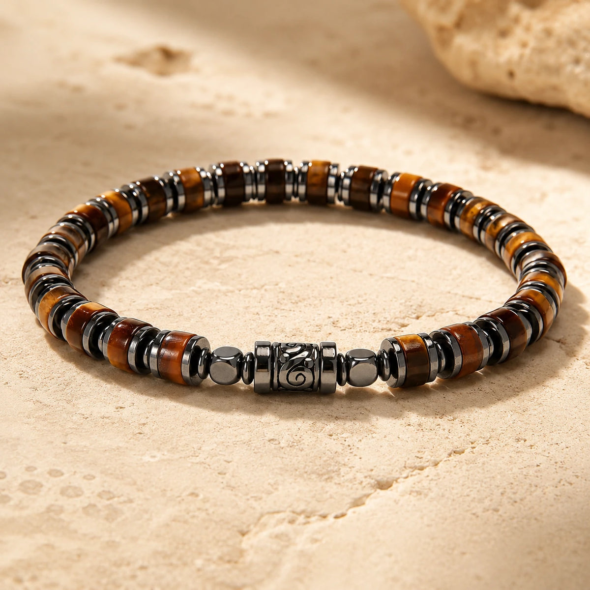 Old Roads Tiger Eye Bracelet — scale and proportion view