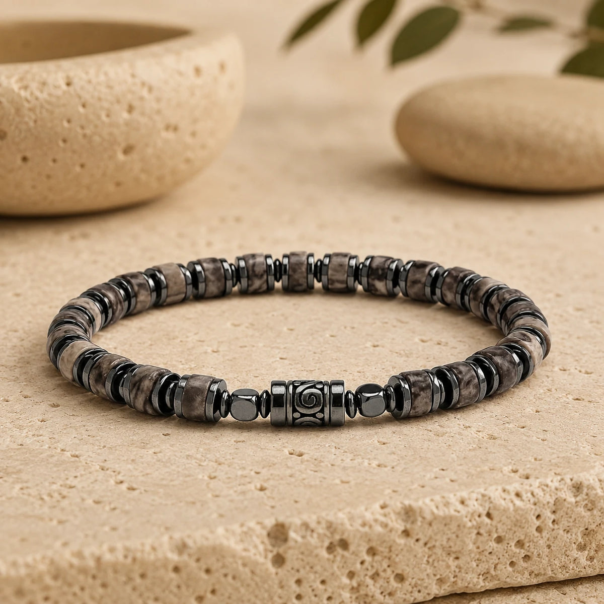 Old Roads Map Jasper Bracelet — stone and surface detail