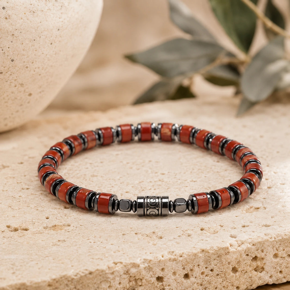 Old Roads Red Stone Bracelet — scale and proportion view