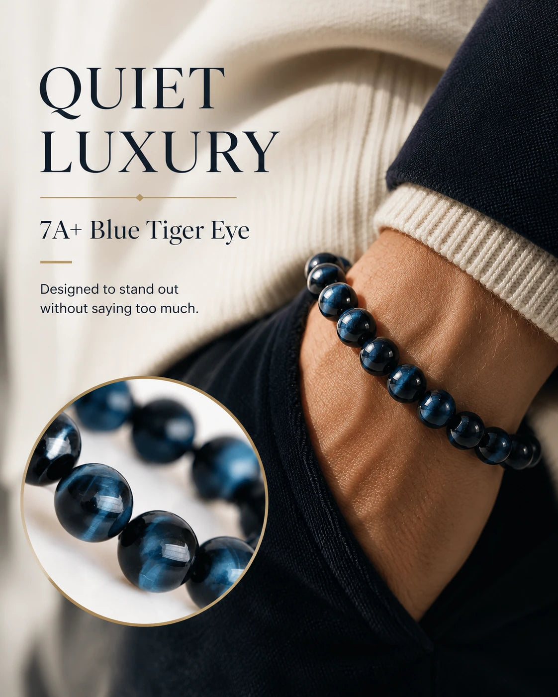 Blue Tiger Eye Bracelet — closure or construction detail